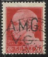 VENEZIA GIULIA 1945 - 1947 TRIESTE AMGVG AMG VG POSTA ORDINARIA CENT. 20 (II) FIL. RUOTA WHEEL USATO USED OBLITERE´ - Used