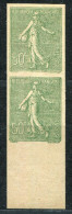 FRANCE - SEMEUSE LIGNÉE N° 198 J , PAIRE BORD DE FEUILLE , NON DENTELÉ ET GOMMÉ , **  - LUXE - Unused Stamps