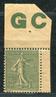 FRANCE - SEMEUSE LIGNÉE N° 130 , MANCHETTE " G C " , ** - SUP - Ongebruikt