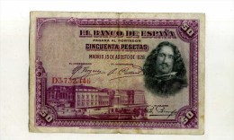 - ESPAGNE 1928 . BILLET 50 P. 1928 . - 50 Pesetas