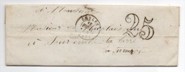 1854--Lettre De CHOLET-49- Pour SOURDEVAL LA BARRE--50---Taxe 25---Lenicolais- - 1849-1876: Periodo Classico