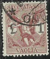 ITALY KINGDOM ITALIA REGNO 1924 SEGNATASSE TAXES TASSE POSTAGE DUE PER VAGLIA LIRE 1 USATO USED OBLITERE´ - Tax On Money Orders