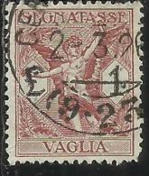 ITALY KINGDOM ITALIA REGNO 1924 SEGNATASSE TAXES TASSE POSTAGE DUE PER VAGLIA LIRE 1 USATO USED OBLITERE´ - Tax On Money Orders