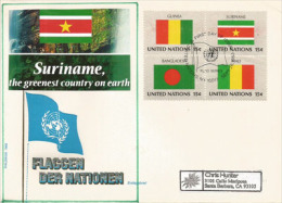 SURINAME "The Greenest Country In The World". Drapeaux Du Suriname,Guinée,Mali & Bangladesh.,adressée En Californie. - Covers