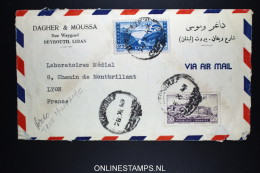 Liban Lettre Airmail Beyrouth To Lyon 1948 Avec Taxe Militaire A Verso - Covers & Documents