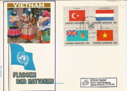 VIETNAM. NATIONS-UNIES.drapeaux Du Vietnam,Fiji,Turquie & Luxembourg, Enveloppe Adressée En Californie. - Covers