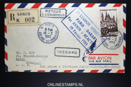 Senegal: 1er Liaison Aerienne Paris Dakar Par Avion Reaction 1953 R Lettre - Brieven En Documenten