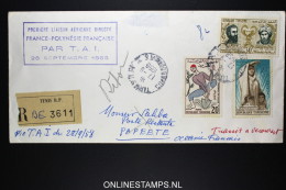 Tunesie Premiere Liaison Aerienne Directe  R Lettre 1958 Polynesie Par TAI - Airmail