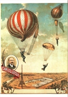 CPA Montgolfière Et Parachutisme - Affiche Charles Leroux/Joseph Johnson TBE - Parachutisme