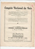 Programme , CONGRES NATIONAL DU BOIS , 1953 , LIMOGES - CLERMONT FERRAND , 2 Scans, Frais Fr : 1.55€ - Programs