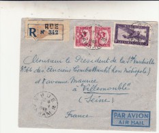 Hue, Indochine. Cover To Villemomble. Raccomandata Par Avion 1949 - Luchtpost