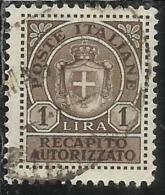 ITALIA REGNO ITALY KINGDOM 1946 LUOGOTENENZA RECAPITO AUTORIZZATO LIRE 1 LIRA USATO USED USATO - Autorisierter Privatdienst