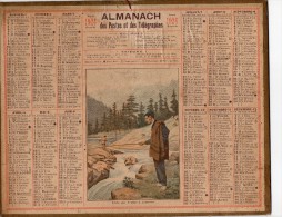 CALENDRIER ALMANACH Des POSTES 1924 Pêche à La Truite à Cauterets - Dep 87 - Grand Format : 1921-40