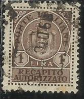 ITALIA REGNO ITALY KINGDOM 1946 LUOGOTENENZA RECAPITO AUTORIZZATO LIRE 1 LIRA USATO USED USATO - Geautoriseerde Privédienst