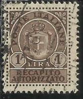 ITALIA REGNO ITALY KINGDOM 1946 LUOGOTENENZA RECAPITO AUTORIZZATO LIRE 1 LIRA USATO USED USATO - Authorized Private Service