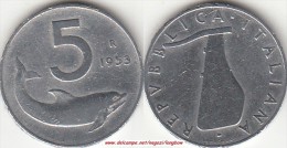 Italia 5 Lire 1953 Delfino Km#92 - Used - 5 Lire