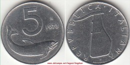 Italia 5 Lire 1973 Delfino Km#92 - Used - 5 Lire