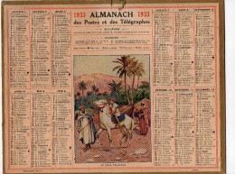 CALENDRIER ALMANACH Des POSTES 1933-  La Leçon D'Equitation - Dep 87 - Groot Formaat: 1921-40