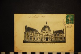 CP, 28, AUNEAU L´Hotel De Ville 1908 Edition Bolchert Cliché Pissot Carte A Bordure Gauffrée - Auneau