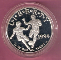 AMERIKA DOLLAR 1994S ZILVER PROOF WORLD CUP SOCCER - Commemorative