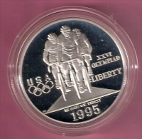 AMERIKA DOLLAR 1995P ZILVER PROOF ATLANTA OLYMPICS 1996 CYCLING - Commemorative