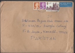 Great Britain Airmail 1992 £1.50 Caernarfon Castle, Machine Stamp 37p, 10p Postal History Cover Sent To Pakistan. - Brieven En Documenten