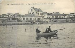 44 PREFAILLES LA PLAGE ET L'ETABLISSEMENT DES BAINS VUS DE LA MER - Préfailles