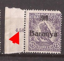 1919  15-17   BARANYA  UNGARN SERBIA JUGOSLAVIJA OVERPRINT  INTERESSANT  - TYP II NEVER  HINGED - Baranya