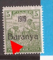 1919  18-34   BARANYA  UNGARN SERBIA JUGOSLAVIJA OVERPRINT  INTERESSANT  - TYP II NEVER  HINGED - Baranya