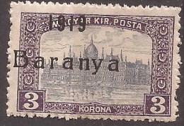 1919  18-34   BARANYA  UNGARN SERBIA JUGOSLAVIJA OVERPRINT  INTERESSANT  - TYP II NEVER  HINGED - Baranya