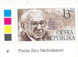 Czech Rep. / Stamps (2015) 0860: Sir Nicholas Winton (1909-2015) Prague Railway Station; Train; Jewish Children - Judaisme