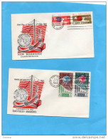 NOUVELLES HEBRIDES-N°211-12+ 213-14-sur 2 EnveloppesFDC-cote Des Timbres Seuls 16,3 - Oblitérés