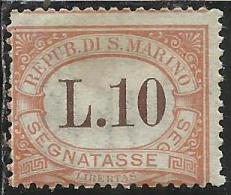 SAN MARINO 1925 SEGNATASSE POSTAGE DUE TASSE TAXE LIRE  10 MLH - Impuestos