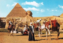 Egypt - Giza Gizeh - The Great Sphinx And Khephren Pyramid Camels Bedouin - Guiza