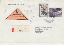 Liechtenstein 1964 Registred Nachname Brief Nach Belgium (Eupen)  Ca Triesenberg 21 IV 64  (24808) - Brieven En Documenten