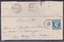 France N°14 Sur Lettre - 1853-1860 Napoleon III