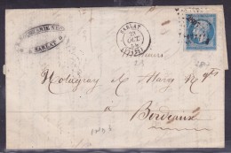 France N°14 Sur Lettre - 1853-1860 Napoléon III.