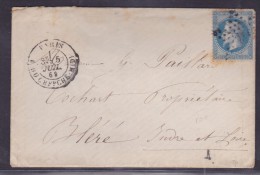 France N°29 Sur Lettre - 1863-1870 Napoleon III With Laurels