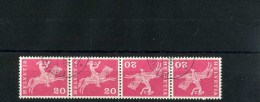 - SUISSE . TÊTE-BÊCHE DE 1960 .BANDE DE 4 TIMBRES OBLITERES - Tête-bêche