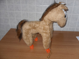 PELUCHE CAVALLO CAVALLINO CON RUOTE GIOCATTOLO D'EPOCA VINTAGE ANNI 60 - Autres & Non Classés