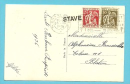 337+339 Op Kaart Met Stempel CHARLEROI Met Naamstempel (Griffe D´origine) STAVE (Depot-Relais) - 1932 Ceres Und Mercure