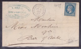 France N°29 Sur Lettre - 1863-1870 Napoleon III With Laurels