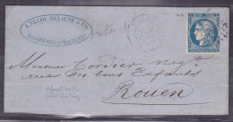 France N°46 Sur Lettre - 1870 Emissione Di Bordeaux