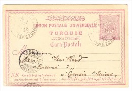 UPU Ganzsache Türkei Von Isquétche Nach Genf AK-Stempel 30.5.1898 - Storia Postale