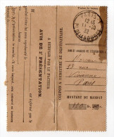 1932--Cachet Manuel PARIS 1 Du-11-10-32-sur Coupon De Mandat Avec Partie Correspondance Au Verso--Format 9cm X 11cm - Manual Postmarks