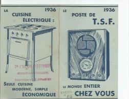 CALENDRIER PUBLICITAIRE (TOUT POUR L´ELECTRICITE) 1936  (CUISINIERE. POSTE DE  TSF) - Formato Piccolo : 1921-40