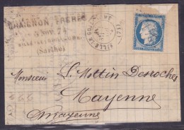 France N°60 Sur Lettre - 1871-1875 Ceres