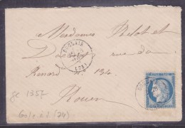 France N°60 Sur Lettre - 1871-1875 Ceres