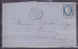 France N°60 Sur Lettre - 1871-1875 Ceres