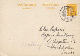 Finland Postal Stationery Ganzsache Entier 1.25 M Lion Löwe TURKU Åbo 1935 STOCKHOLM Sweden (2 Scans) - Enteros Postales